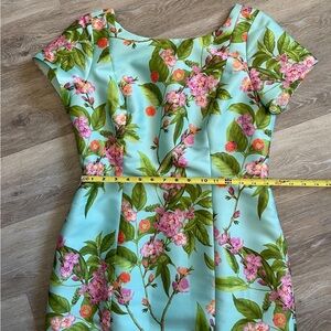 TALBOTS Vibrant Cherry/Peach Blossom Floral Lined Sleeveless Dress Size 8 NWOT